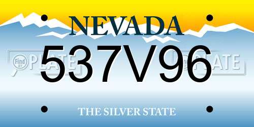 537V96 Nevada License Plate