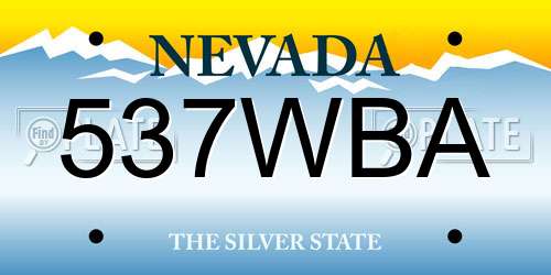 537WBA Nevada License Plate