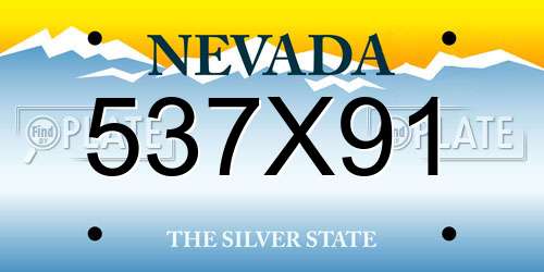 537X91 Nevada License Plate