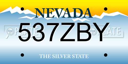 537ZBY Nevada License Plate