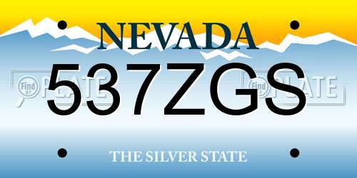 537ZGS Nevada License Plate