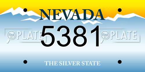 5381 Nevada License Plate