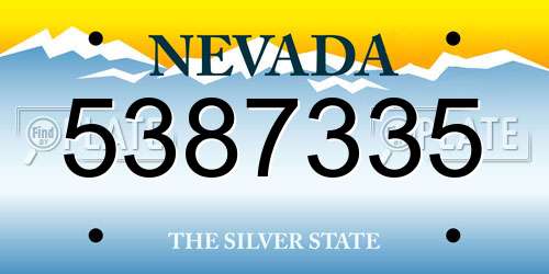 5387335 Nevada License Plate