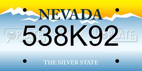 538K92 Nevada License Plate