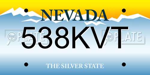 538KVT Nevada License Plate