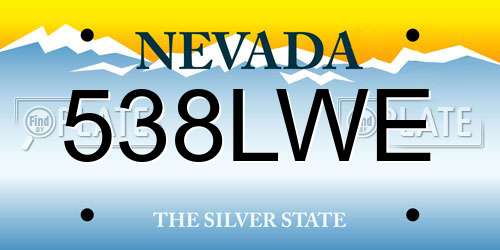 538LWE Nevada License Plate