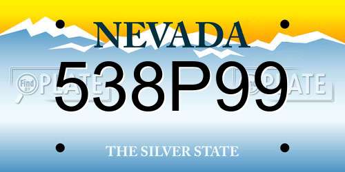 538P99 Nevada License Plate