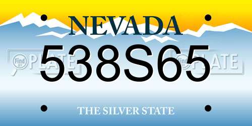 538S65 Nevada License Plate