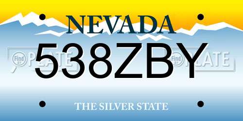 538ZBY Nevada License Plate