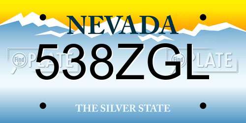 538ZGL Nevada License Plate