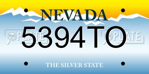 5394TO Nevada License Plate