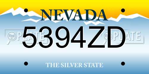 5394ZD Nevada License Plate