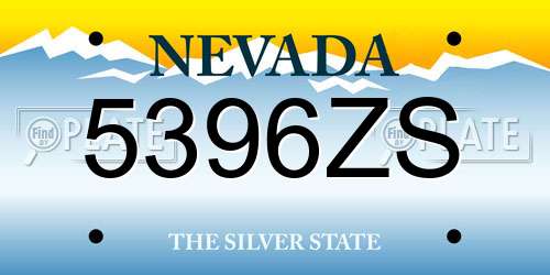5396ZS Nevada License Plate
