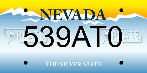 539AT0 Nevada License Plate