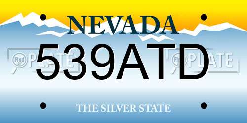 539ATD Nevada License Plate