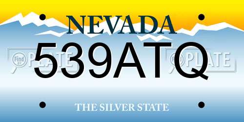539ATQ Nevada License Plate