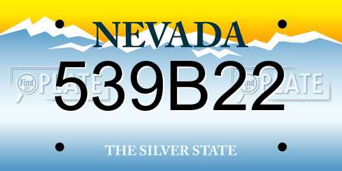 539B22 Nevada License Plate