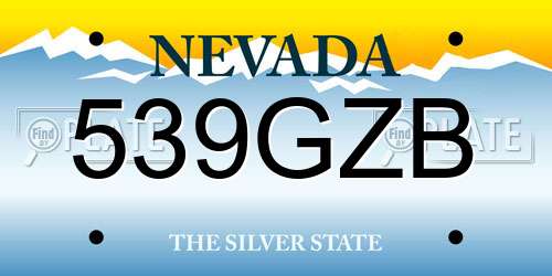 539GZB Nevada License Plate