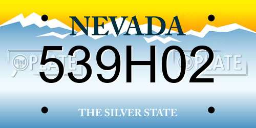 539H02 Nevada License Plate