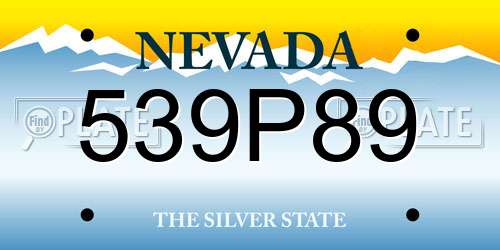 539P89 Nevada License Plate