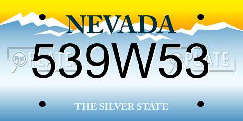 539W53 Nevada License Plate