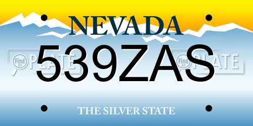 539ZAS Nevada License Plate