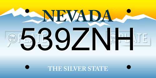 539ZNH Nevada License Plate