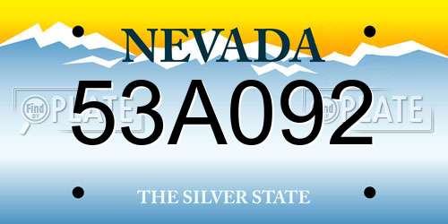 53A092 Nevada License Plate