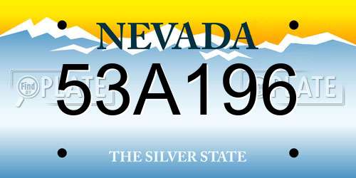 53A196 Nevada License Plate