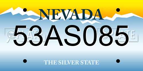 53AS085 Nevada License Plate