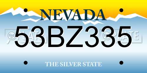 53BZ335 Nevada License Plate