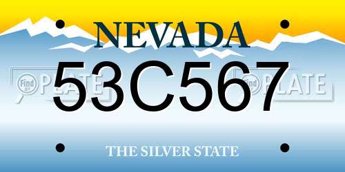 53C567 Nevada License Plate