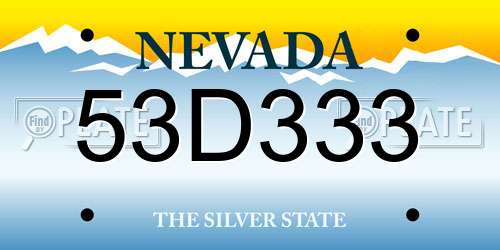 53D333 Nevada License Plate