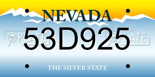 53D925 Nevada License Plate