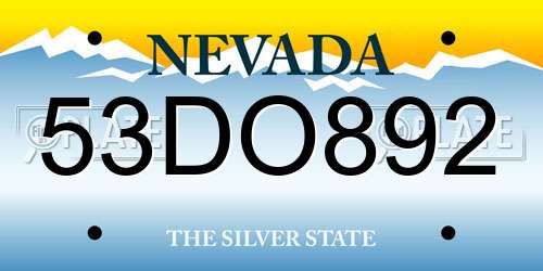 53DO892 Nevada License Plate