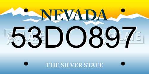 53DO897 Nevada License Plate