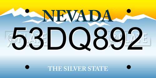 53DQ892 Nevada License Plate