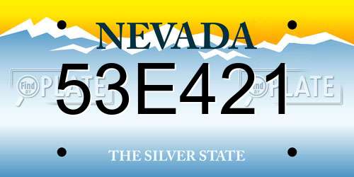 53E421 Nevada License Plate