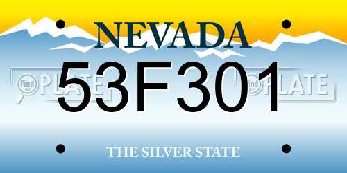 53F301 Nevada License Plate