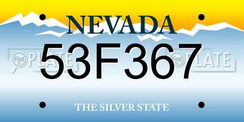53F367 Nevada License Plate