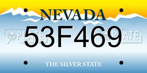 53F469 Nevada License Plate