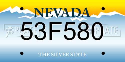 53F580 Nevada License Plate
