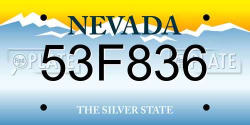 53F836 Nevada License Plate