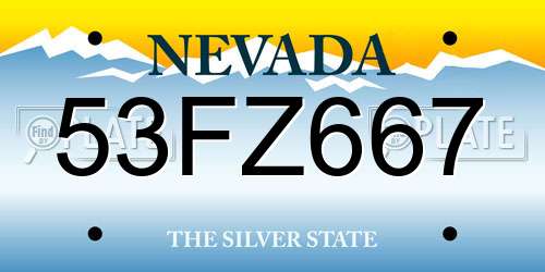 53FZ667 Nevada License Plate