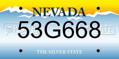 53G668 Nevada License Plate