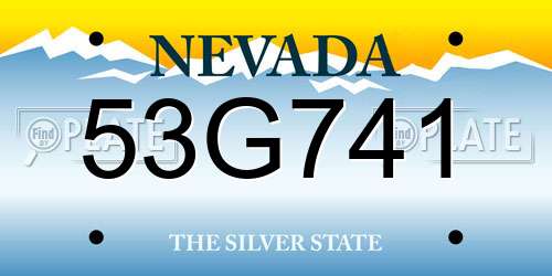 53G741 Nevada License Plate