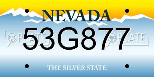 53G877 Nevada License Plate
