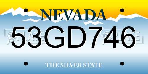 53GD746 Nevada License Plate