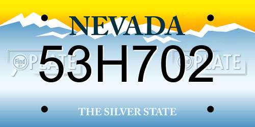 53H702 Nevada License Plate