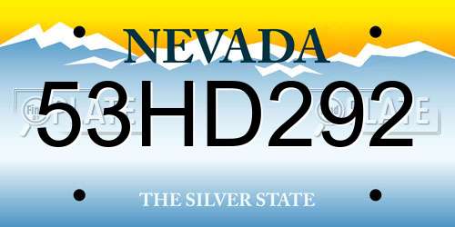 53HD292 Nevada License Plate